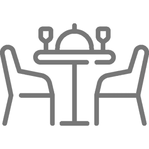 Icon of a table for two indicating outdoor dining options